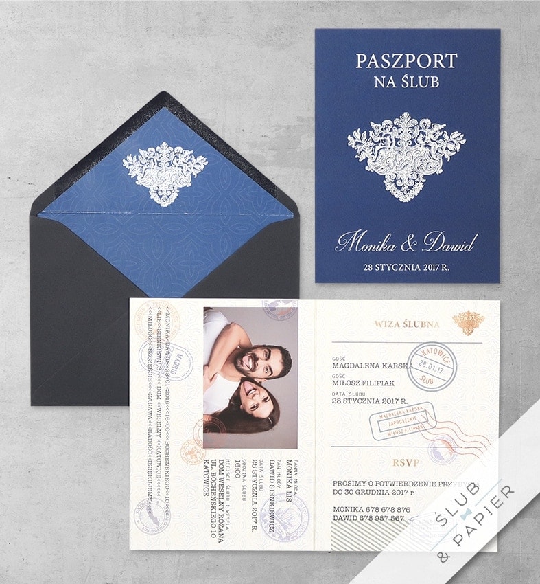 Paszport ślubny z wklejką i kopertą