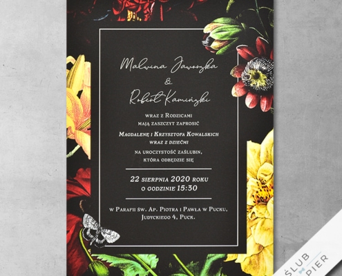Szykowne kwiaty - zaproszenia ślubne