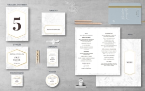 Dodatki weselne do zaproszenia ślubnego Minimalistyczny marmur