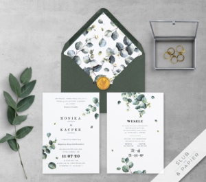 Eukaliptusowe gałązki - zaproszenie ślubne z góry