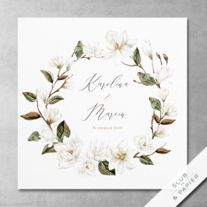Białe magnolie zaproszenie ślubne