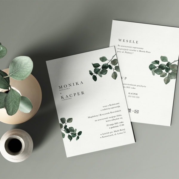 Eukaliptus Khaki - zaproszenia ślubne na papierze kukurydzianym Eukaliptus Khaki - zaproszenia ślubne na papierze kukurydzianym
