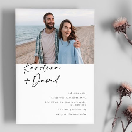 Personalizowane zaproszenia ślubne Autograf ze zdjęciem