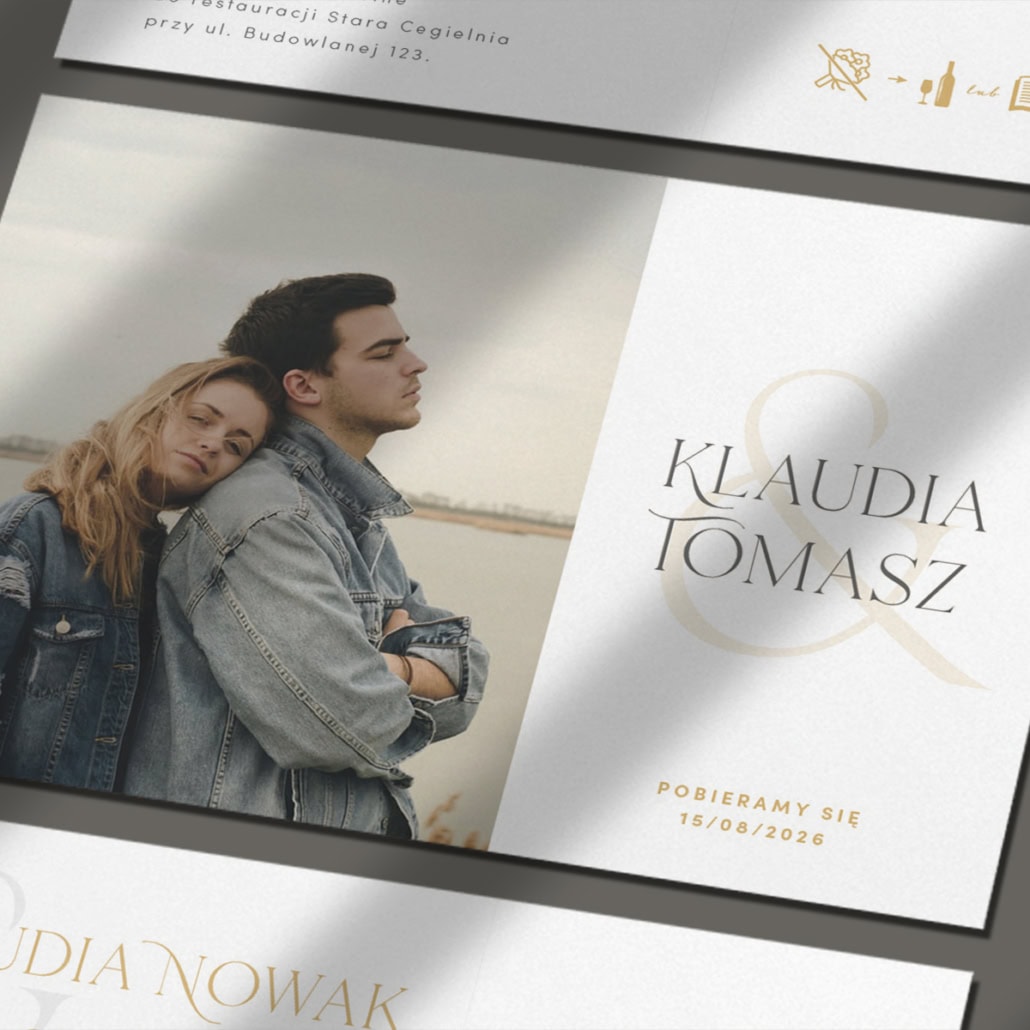 Romantyczne zaproszenia ślubne Eleganckie ze zdjęciem Romantyczne zaproszenia ślubne Eleganckie ze zdjęciem