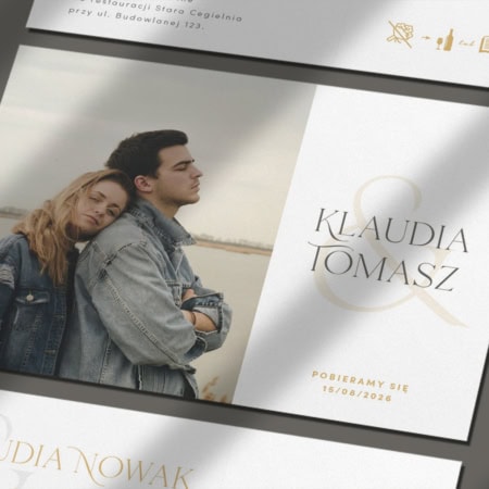 Romantyczne zaproszenia ślubne Eleganckie ze zdjęciem