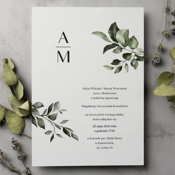 Subtelne zaproszenia ślubne z gałązkami Subtelne zaproszenia ślubne z gałązkami