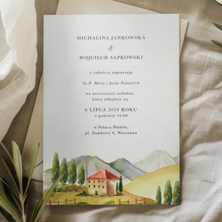 Toskania na zaproszeniach ślubnych