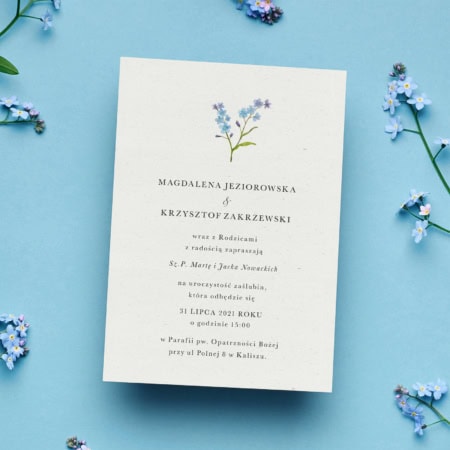 Niezapominajki - zaproszenia ślubne z kwiatami