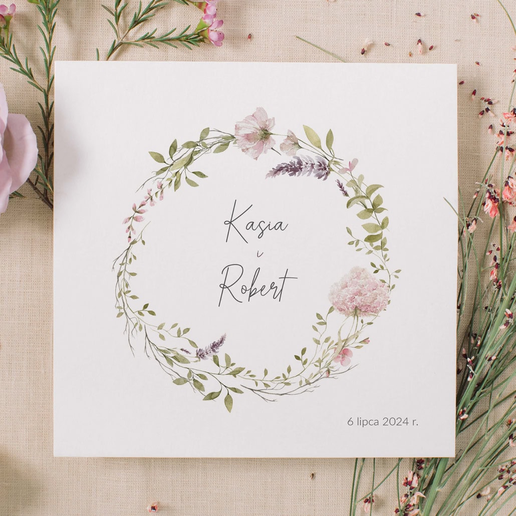 Zaproszenia ślubne z polnym wiankiem Zaproszenia ślubne z polnym wiankiem
