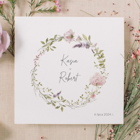 Zaproszenia ślubne z polnym wiankiem
