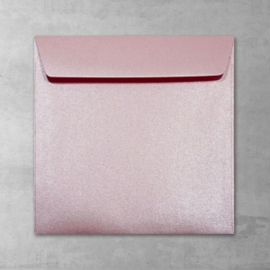 Koperta różowa perłowa - kwadratowa - do zaproszeń ślubnych