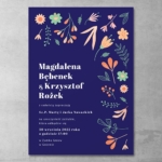 Zaproszenie ślubne Kwiaty na kobalcie