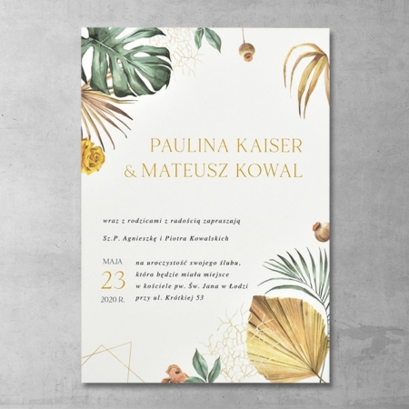 Zaproszenie ślubne Liście palmowe