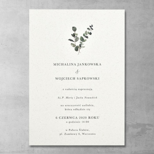 Zaproszenie ślubne Minimalistyczny eukaliptus