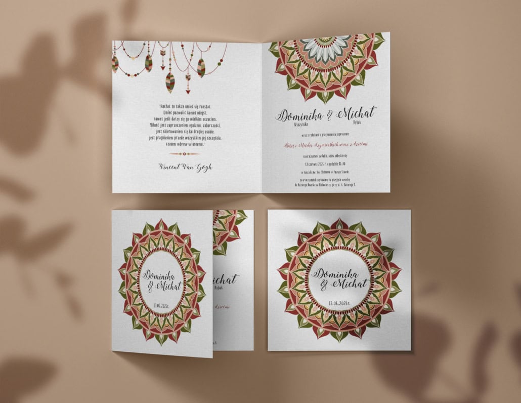 Boho mandala - Zaproszenia ślubne 1 Boho mandala - Zaproszenia ślubne 1