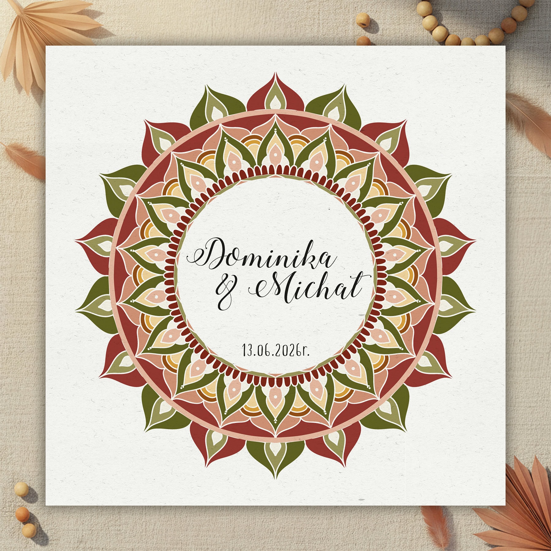 Zaproszenie Boho mandala