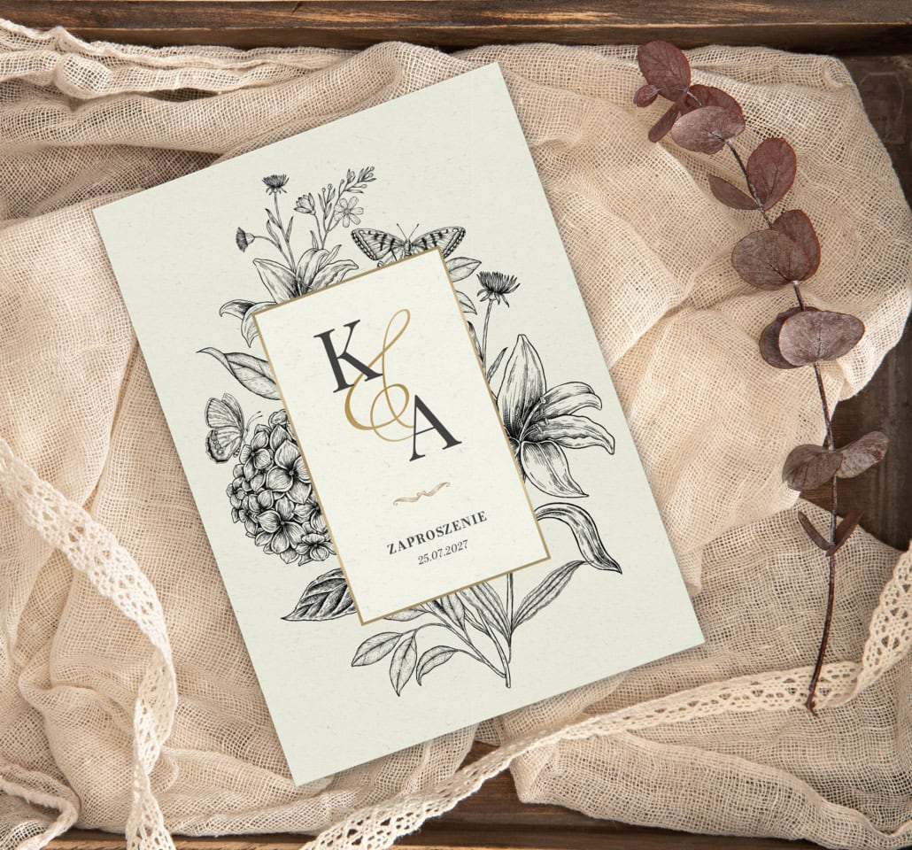 Botaniczne vintage - Zaproszenia ślubne 1 Botaniczne vintage - Zaproszenia ślubne 1