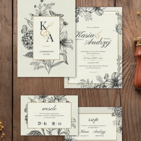 Botaniczne vintage - Zaproszenia ślubne 2