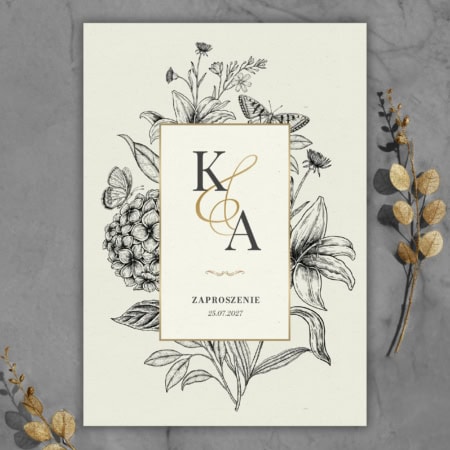 Botaniczne vintage - Zaproszenie ślubne