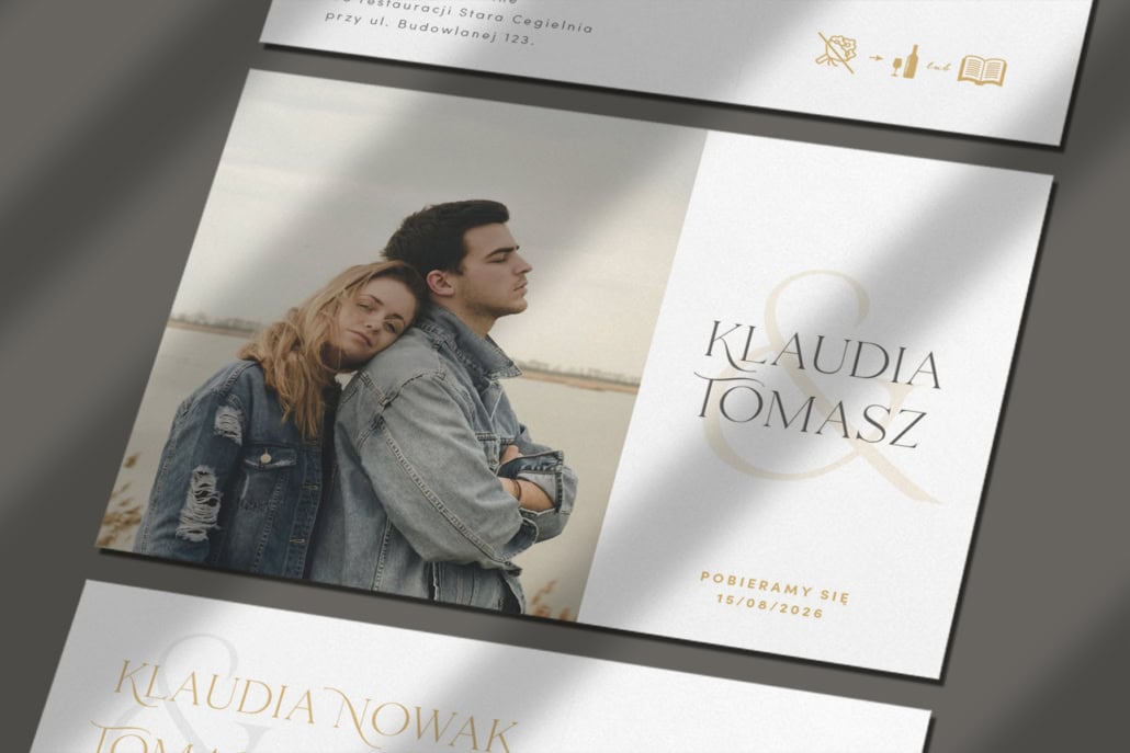 Eleganckie zaproszenia ślubne ze zdjęciem Eleganckie zaproszenia ślubne ze zdjęciem