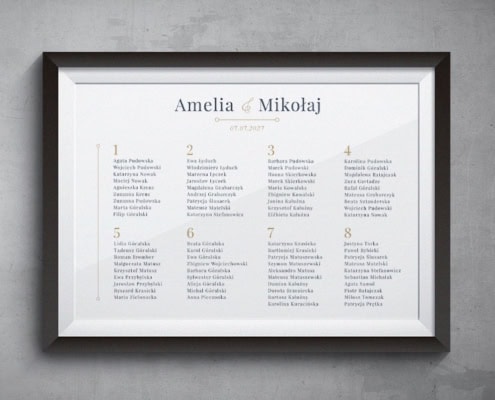 Granatowo-złoty minimalizm - Plan usadzenia gości weselnych Granatowo-złoty minimalizm - Plan usadzenia gości weselnych