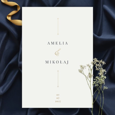 Granatowo-złoty minimalizm - Zaproszenie ślubne