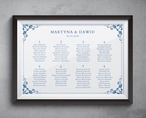 Granatowy minimalizm - Plan usadzenia gości weselnych Granatowy minimalizm - Plan usadzenia gości weselnych