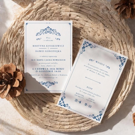 Granatowy minimalizm - Zaproszenia ślubne 2