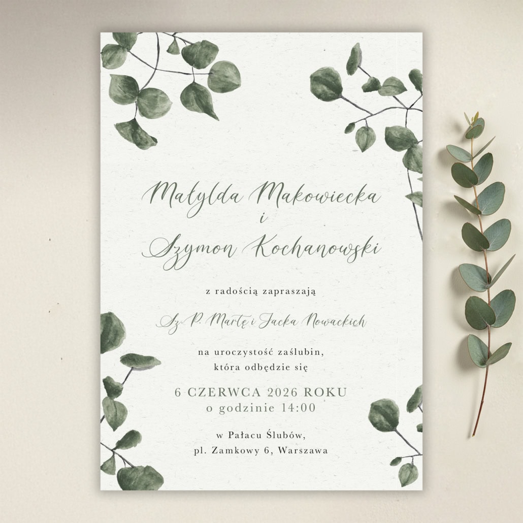 Listki eukaliptusa - Zaproszenie ślubne Listki eukaliptusa - Zaproszenie ślubne