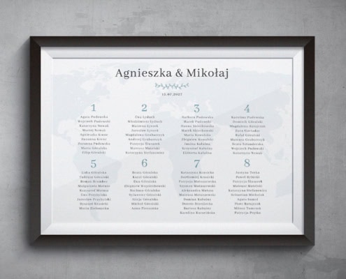 Minimalistyczna podróż - Plan usadzenia gości weselnych Minimalistyczna podróż - Plan usadzenia gości weselnych