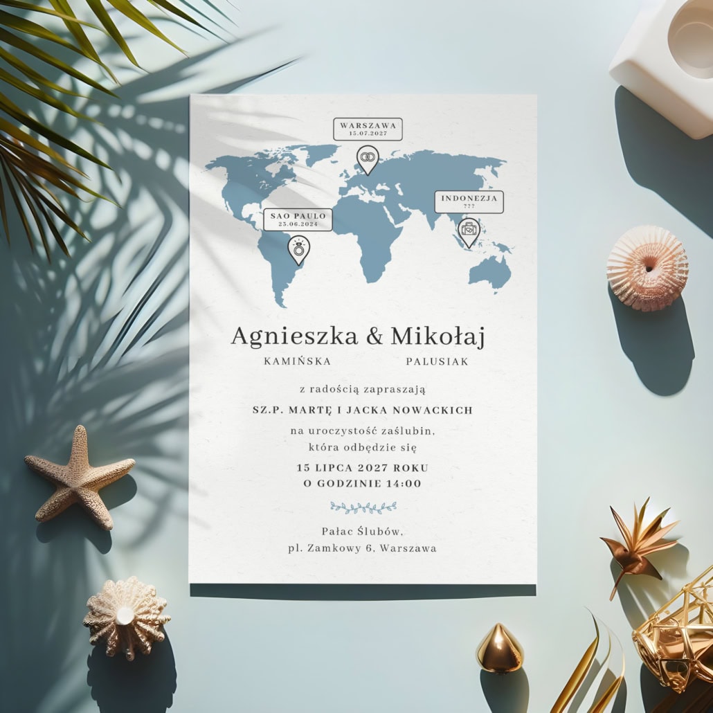 Minimalistyczna podróż - Zaproszenia ślubne 1 Minimalistyczna podróż - Zaproszenia ślubne 1