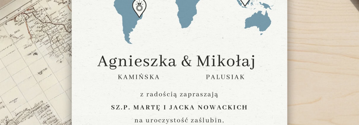 Minimalistyczna podróż - zaproszenia ślubne Minimalistyczna podróż - zaproszenia ślubne