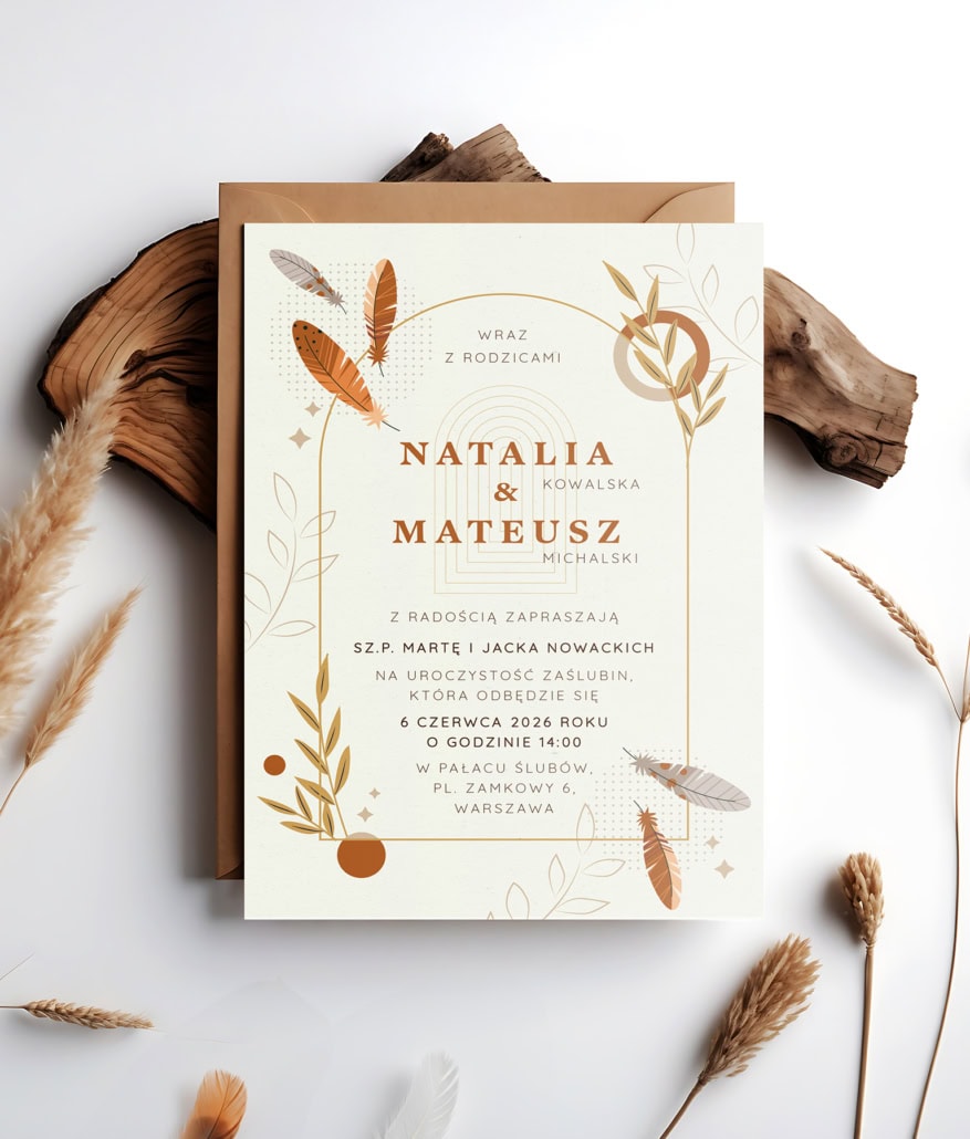 Modern Boho - Zaproszenia ślubne 1 Modern Boho - Zaproszenia ślubne 1