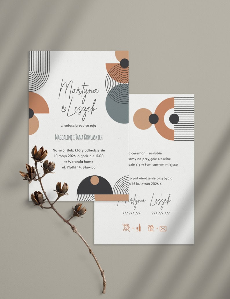 Modernistyczna abstrakcja - Zaproszenia ślubne 2