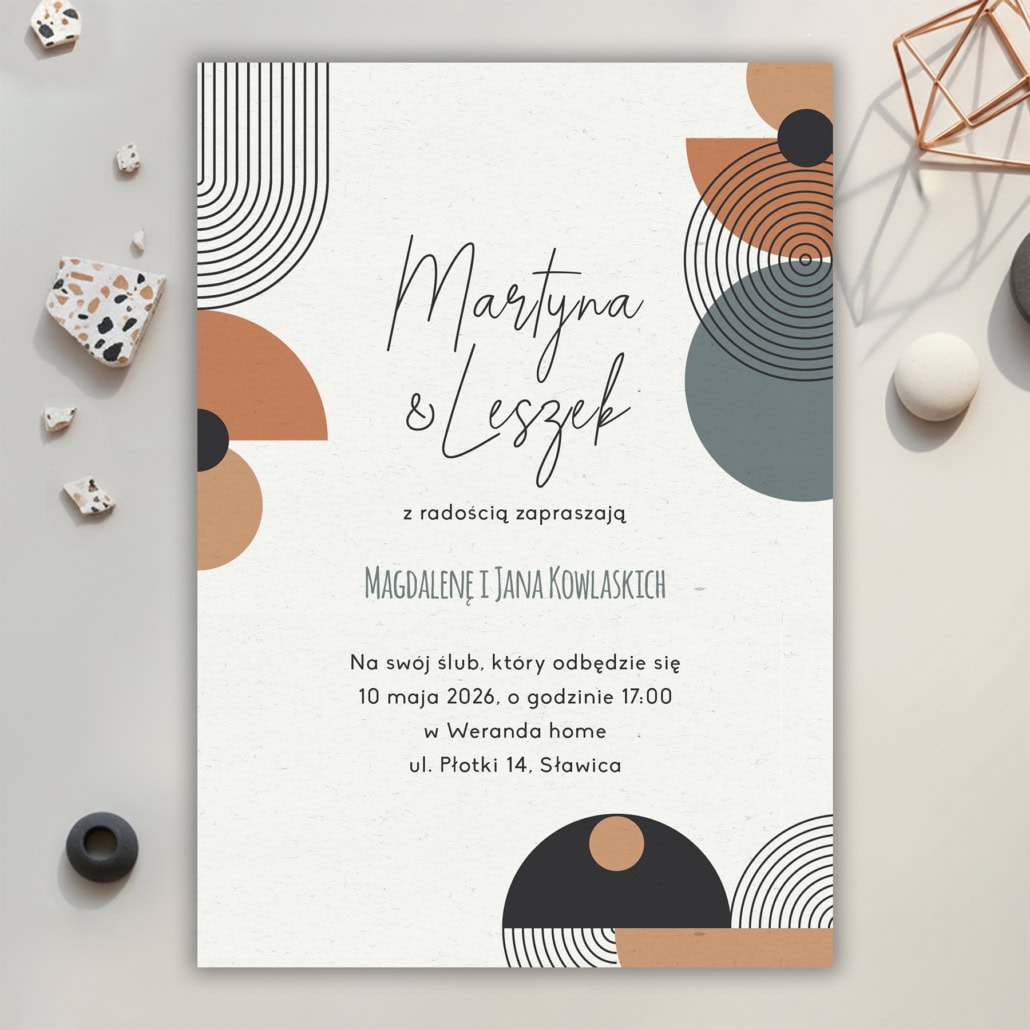 Modernistyczna abstrakcja - Zaproszenie ślubne