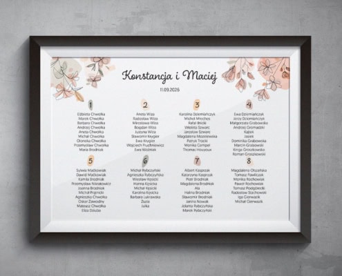 Pastelowa łąka - Plan usadzenia gości weselnych Pastelowa łąka - Plan usadzenia gości weselnych