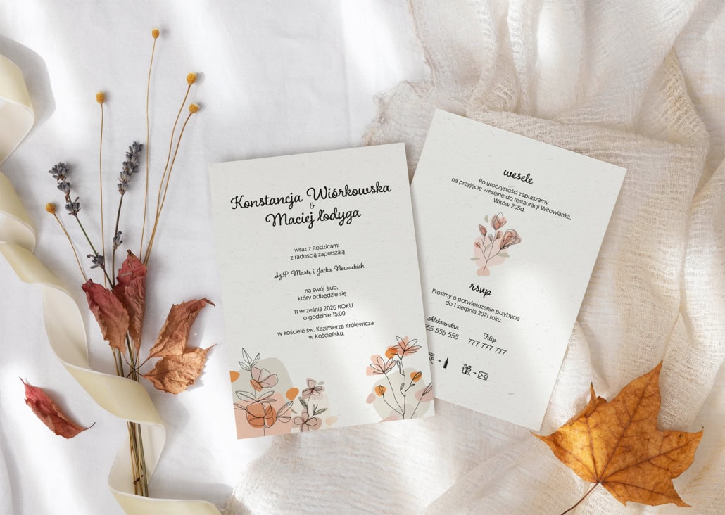 Pastelowa łąka - Zaproszenia ślubne 3 Pastelowa łąka - Zaproszenia ślubne 3