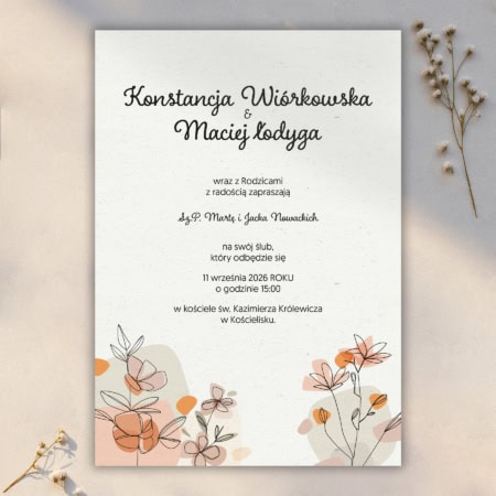 Pastelowa łąka - Zaproszenie ślubne