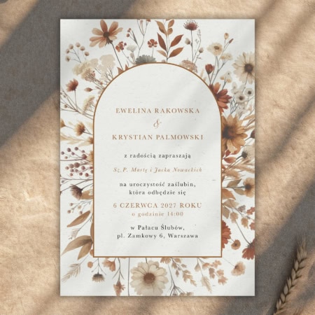 Rustykalna łąka - Zaproszenie ślubne