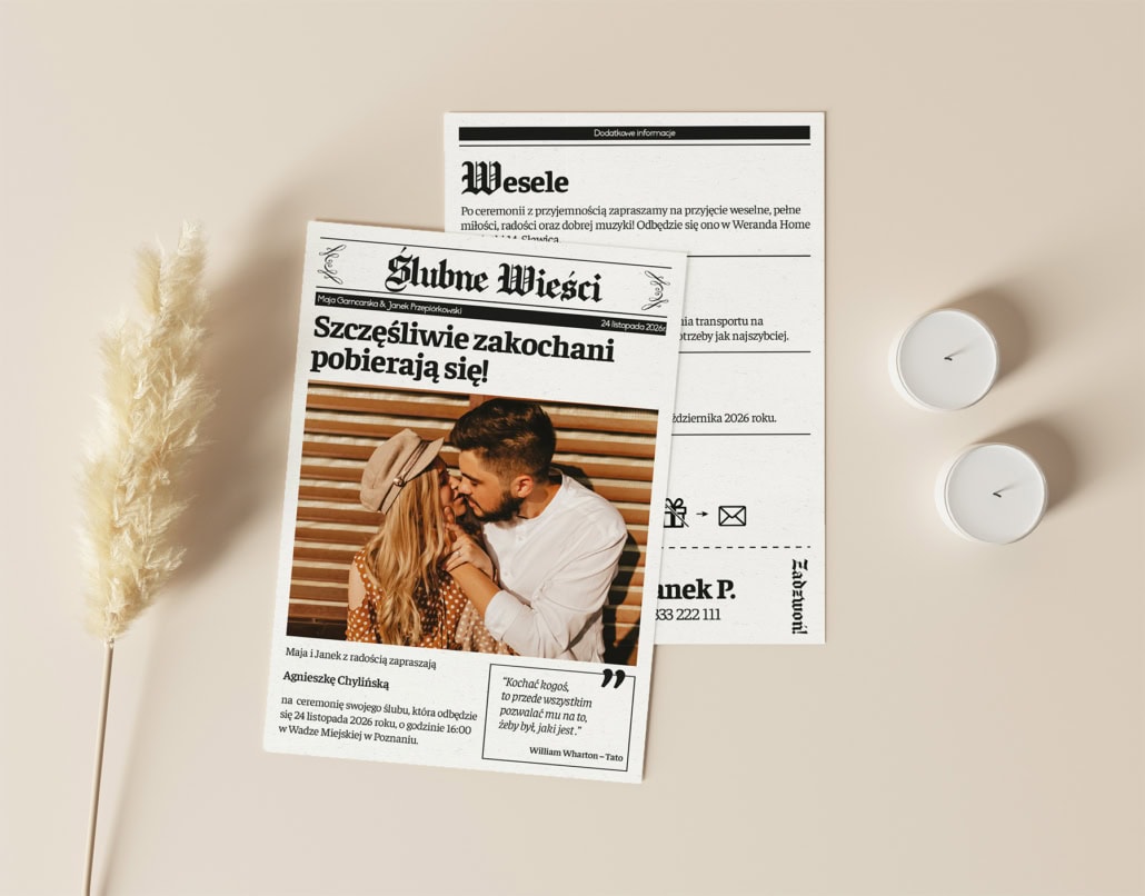 Ślubne wieści ze zdjęciem - Zaproszenia ślubne 1 Ślubne wieści ze zdjęciem - Zaproszenia ślubne 1