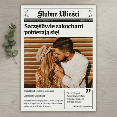 Ślubne wieści ze zdjęciem - Zaproszenie ślubne