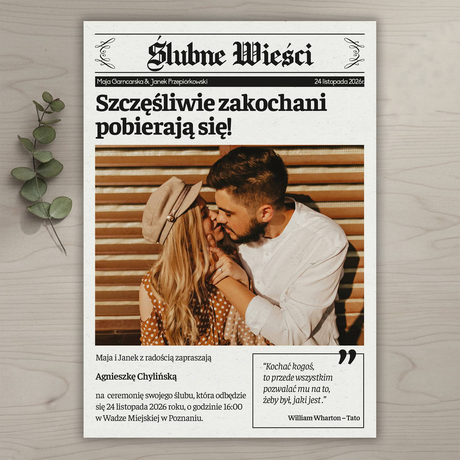 Zaproszenie Ślubne wieści ze zdjęciem