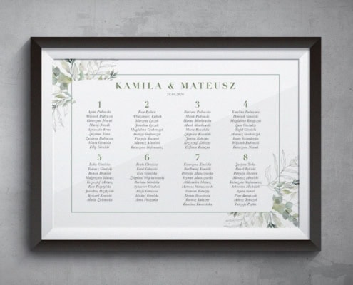 Subtelna zieleń - Plan usadzenia gości weselnych Subtelna zieleń - Plan usadzenia gości weselnych