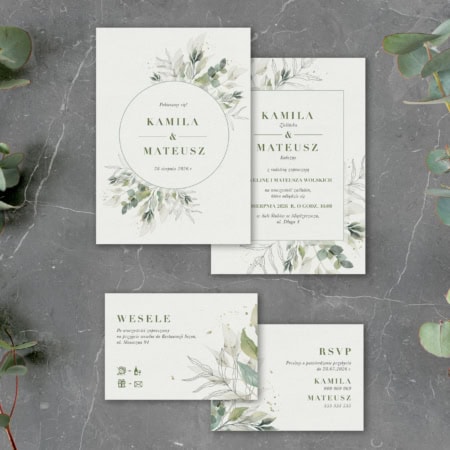 Subtelna zieleń - Zaproszenia ślubne 2