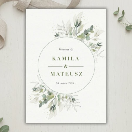 Subtelna zieleń - Zaproszenie ślubne