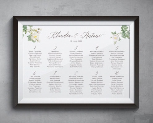 Subtelne róże - Plan usadzenia gości weselnych Subtelne róże - Plan usadzenia gości weselnych