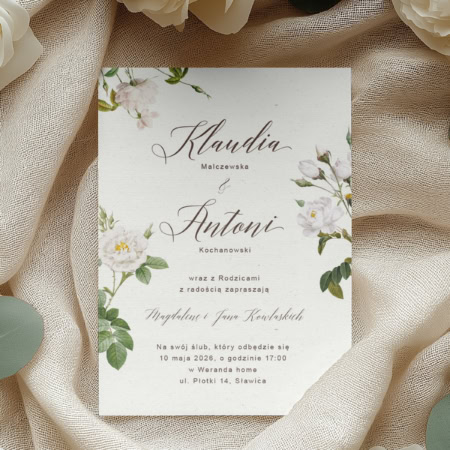 Subtelne róże - Zaproszenia ślubne 1