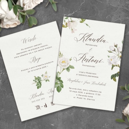 Subtelne róże - Zaproszenia ślubne 2