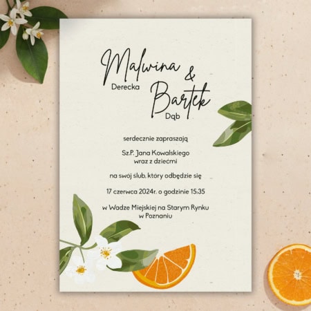 Sycylijskie Pomarańcze - Zaproszenie ślubne