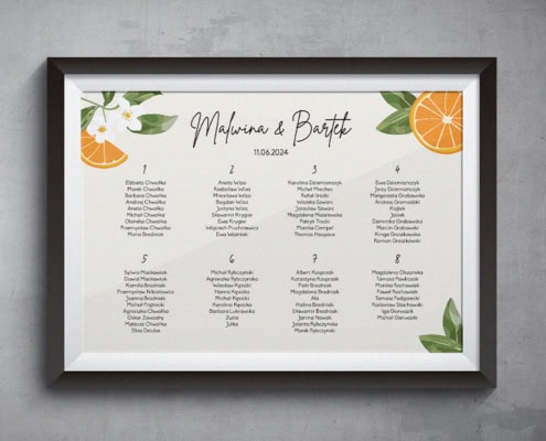 Sycylijskie pomarańcze - Plan usadzenia gości weselnych Sycylijskie pomarańcze - Plan usadzenia gości weselnych